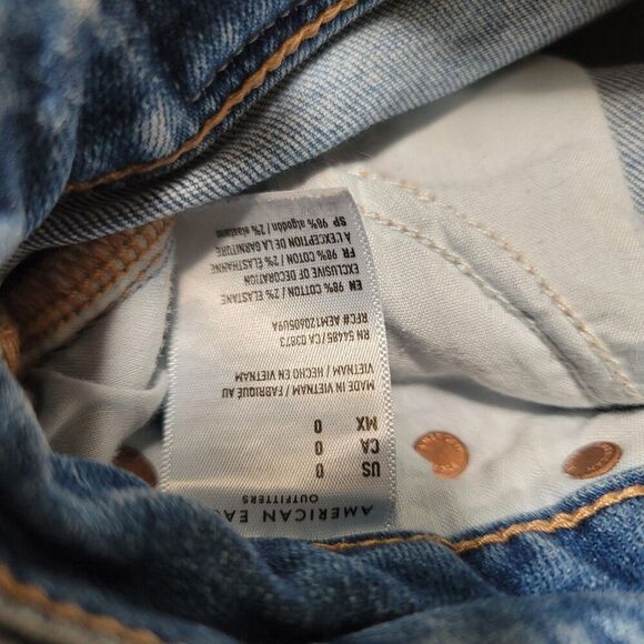 AMERICAN EAGLE HI-RISE RAW HEM DENIM MINI SKIRT SIZE 0 - Picture 5 of 7